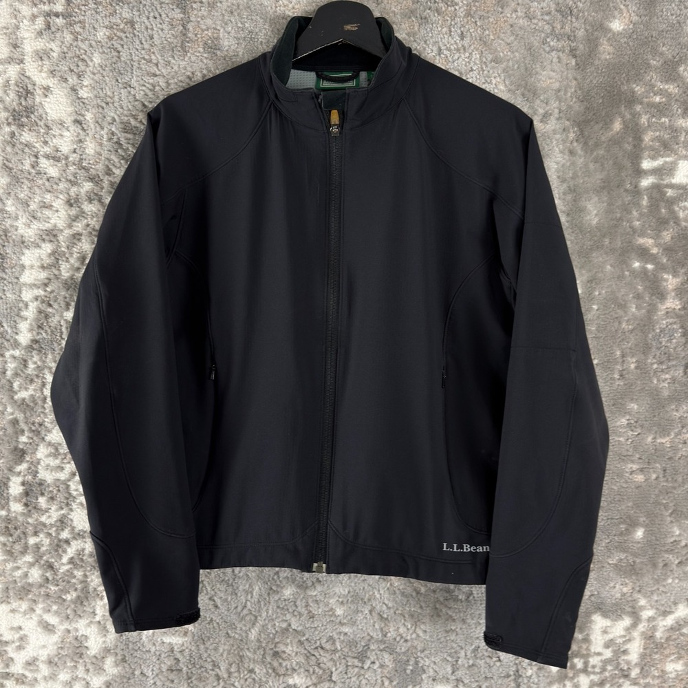LL Bean Size S Outdoor Mock Neck Athleisure Jacket Black Long Sleeve Zip